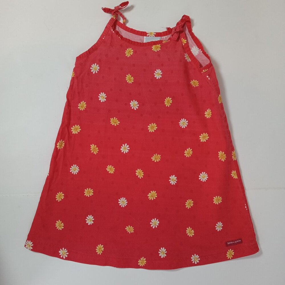 Romeo & Juliette Girls Size 5 Summer Dress Red Flower Floral Red Daisy Cotton